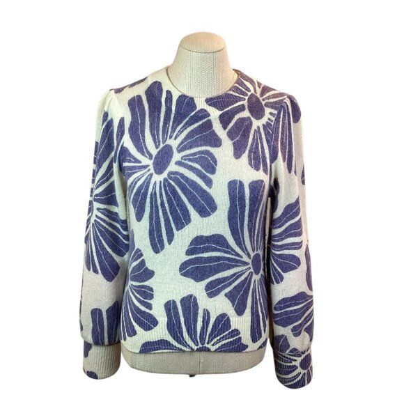 Marine Layer Floral Sweater Womens Small Soft Wool Blend Knit Top - Picture 3 of 11